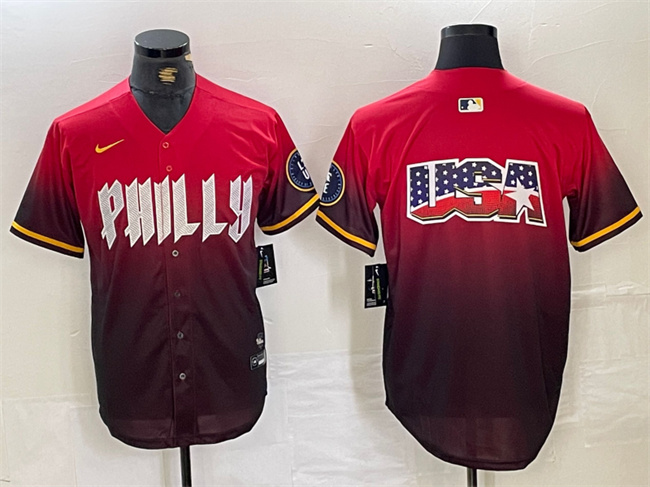 Men's Philadelphia Phillies Red Team Big Logo 2024 City Connect Limited Stitched Baseball Jersey